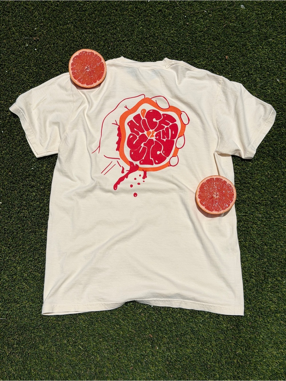 Nice and Juicy - Alopex Goods Tee - Ivory/Grapefruit - Picture 1 of 6